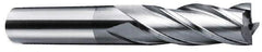Interstate - 1", 1-7/8" LOC, 7/8" Shank Diam, 4-1/8" OAL, 4 Flute, High Speed Steel Square End Mill - Single End, TiN Finish, Spiral Flute, 30° Helix, Right Hand Cut, Right Hand Flute - Eagle Tool & Supply