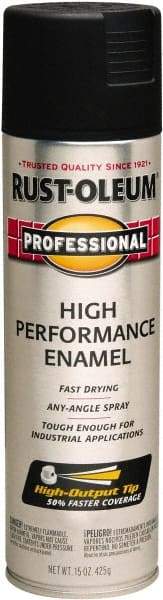 Rust-Oleum - Black, Semi Gloss, Rust Proof Enamel Spray Paint - 14 Sq Ft per Can, 15 oz Container, Use on Multipurpose - Eagle Tool & Supply