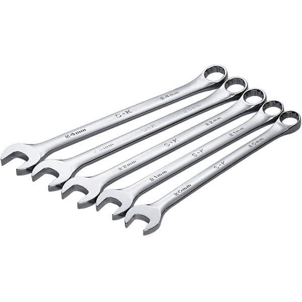SK - 5 Piece, Combination Wrench Set - Metric System of Measurement, Chrome Finish - Eagle Tool & Supply