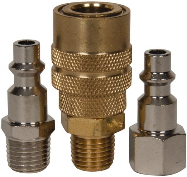 Value Collection - 3 Piece 1/4" Body 1/4 NPT 145 psi Industrial Pneumatic Coupling Plug Set - Eagle Tool & Supply