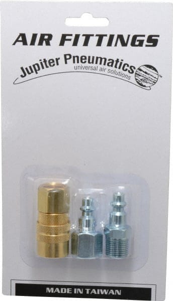 Value Collection - 3 Piece 1/4" Body 3/8 NPT 145 psi Industrial Pneumatic Coupling Plug Set - Eagle Tool & Supply