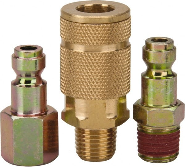 Value Collection - 3 Piece 1/4" Body 1/4 NPT 145 psi Tru-Flate Automotive Pneumatic Coupling Plug Set - Eagle Tool & Supply