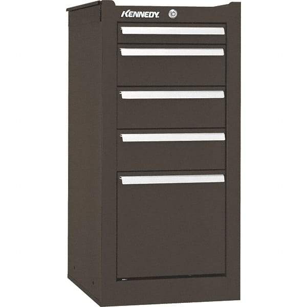 Kennedy - 5 Drawer Brown Side Cabinet - 13-5/8" Wide x 29" High x 20" Deep, Use with 29" Wide Roller Cabinet - Eagle Tool & Supply