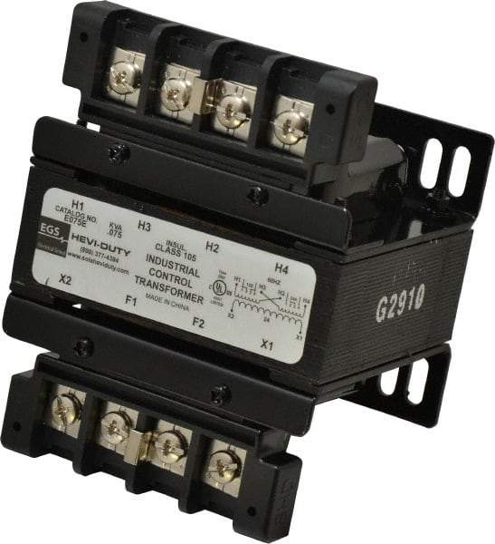 Sola/Hevi-Duty - 1 Phase, 0.08 kVA, Control Transformer - 2 Input, 1 Output Winding, 60 Hz, 4.36 Inch Deep x 2.96 Inch High, 131°F Temp Rise - Eagle Tool & Supply