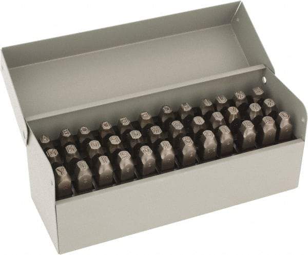 C.H. Hanson - 36 Piece, 1/4" Character Steel Stamp Set - Letters & Figures, Low Stress Round Face Dot - Eagle Tool & Supply