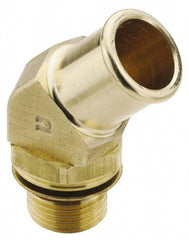 Parker - M18x1.5 Metric Thread Hose Barb x Metric Thread 45° Male Elbow - 3/4" ID Hose, Brass - Eagle Tool & Supply