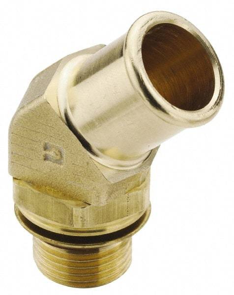 Parker - 1-1/16-12 Straight Thread Hose Barb x SAE Straight Thread 45° Male Elbow - 1" ID Hose, Brass - Eagle Tool & Supply