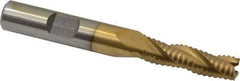 Interstate - 5/16" Diam, Coarse Pitch, 1-1/8" LOC, 3 Flute Cobalt Roughing Square End Mill - TiN Finish, 2-15/16" OAL, 3/8" Shank Diam, Single End - Eagle Tool & Supply