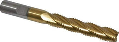 Interstate - 1/2" Diam, Coarse Pitch, 2-1/2" LOC, 4 Flute Cobalt Roughing Square End Mill - TiN Finish, 4-1/2" OAL, 1/2" Shank Diam, Single End - Eagle Tool & Supply