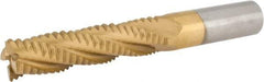 Interstate - 5/8" Diam, Coarse Pitch, 2-1/2" LOC, 4 Flute Cobalt Roughing Square End Mill - TiN Finish, 4-5/8" OAL, 5/8" Shank Diam, Single End - Eagle Tool & Supply