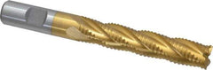 Interstate - 5/8" Diam, Coarse Pitch, 3-1/8" LOC, 4 Flute Cobalt Roughing Square End Mill - TiN Finish, 5-1/4" OAL, 5/8" Shank Diam, Single End - Eagle Tool & Supply