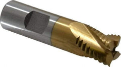Interstate - 3/4" Diam, Coarse Pitch, 3/4" LOC, 4 Flute Cobalt Roughing Square End Mill - TiN Finish, 3" OAL, 3/4" Shank Diam, Single End - Eagle Tool & Supply