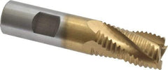Interstate - 3/4" Diam, Coarse Pitch, 1-1/4" LOC, 4 Flute Cobalt Roughing Square End Mill - TiN Finish, 3-1/2" OAL, 3/4" Shank Diam, Single End - Eagle Tool & Supply