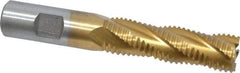 Interstate - 3/4" Diam, Coarse Pitch, 2-1/2" LOC, 4 Flute Cobalt Roughing Square End Mill - TiN Finish, 4-3/4" OAL, 3/4" Shank Diam, Single End - Eagle Tool & Supply