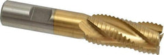 Interstate - 3/4" Diam, Coarse Pitch, 1-5/8" LOC, 4 Flute Cobalt Roughing Square End Mill - TiN Finish, 3-3/4" OAL, 5/8" Shank Diam, Single End - Eagle Tool & Supply