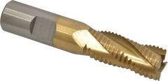 Interstate - 3/4" Diam, Coarse Pitch, 1-5/8" LOC, 4 Flute Cobalt Roughing Square End Mill - TiN Finish, 3-7/8" OAL, 3/4" Shank Diam, Single End - Eagle Tool & Supply