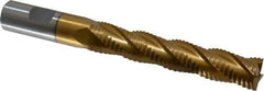 Interstate - 3/4" Diam, Coarse Pitch, 4-1/8" LOC, 4 Flute Cobalt Roughing Square End Mill - TiN Finish, 6-3/8" OAL, 3/4" Shank Diam, Single End - Eagle Tool & Supply