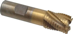 Interstate - 7/8" Diam, Coarse Pitch, 1-1/8" LOC, 5 Flute Cobalt Roughing Square End Mill - TiN Finish, 3-3/8" OAL, 3/4" Shank Diam, Single End - Eagle Tool & Supply