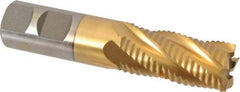 Interstate - 7/8" Diam, Coarse Pitch, 1-7/8" LOC, 5 Flute Cobalt Roughing Square End Mill - TiN Finish, 4-1/8" OAL, 7/8" Shank Diam, Single End - Eagle Tool & Supply
