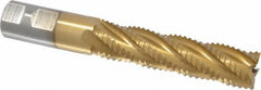 Interstate - 7/8" Diam, Coarse Pitch, 3-1/2" LOC, 5 Flute Cobalt Roughing Square End Mill - TiN Finish, 5-3/4" OAL, 7/8" Shank Diam, Single End - Eagle Tool & Supply