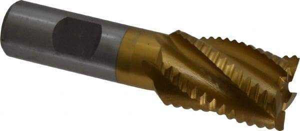 Interstate - 1" Diam, Coarse Pitch, 1-1/2" LOC, 5 Flute Cobalt Roughing Square End Mill - TiN Finish, 3-3/4" OAL, 3/4" Shank Diam, Single End - Eagle Tool & Supply