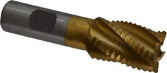 Interstate - 1" Diam, Coarse Pitch, 1-1/2" LOC, 5 Flute Cobalt Roughing Square End Mill - TiN Finish, 3-3/4" OAL, 3/4" Shank Diam, Single End - Eagle Tool & Supply