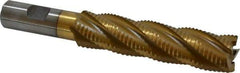 Interstate - 1" Diam, Coarse Pitch, 4" LOC, 5 Flute Cobalt Roughing Square End Mill - TiN Finish, 6-1/4" OAL, 3/4" Shank Diam, Single End - Eagle Tool & Supply