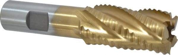 Interstate - 1" Diam, Coarse Pitch, 2" LOC, 5 Flute Cobalt Roughing Square End Mill - TiN Finish, 4-1/4" OAL, 3/4" Shank Diam, Single End - Eagle Tool & Supply
