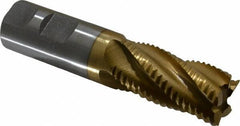 Interstate - 1" Diam, Coarse Pitch, 2" LOC, 5 Flute Cobalt Roughing Square End Mill - TiN Finish, 4-1/2" OAL, 1" Shank Diam, Single End - Eagle Tool & Supply