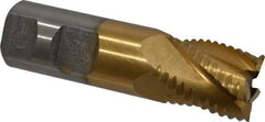 Interstate - 1" Diam, Coarse Pitch, 1-1/8" LOC, 5 Flute Cobalt Roughing Square End Mill - TiN Finish, 3-5/8" OAL, 1" Shank Diam, Single End - Eagle Tool & Supply