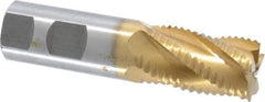 Interstate - 1" Diam, Coarse Pitch, 1-5/8" LOC, 5 Flute Cobalt Roughing Square End Mill - TiN Finish, 4-1/8" OAL, 1" Shank Diam, Single End - Eagle Tool & Supply