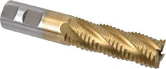 Interstate - 1" Diam, Coarse Pitch, 3" LOC, 5 Flute Cobalt Roughing Square End Mill - TiN Finish, 5-1/2" OAL, 1" Shank Diam, Single End - Eagle Tool & Supply