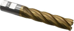 Interstate - 1" Diam, Coarse Pitch, 4" LOC, 5 Flute Cobalt Roughing Square End Mill - TiN Finish, 6-1/2" OAL, 1" Shank Diam, Single End - Eagle Tool & Supply