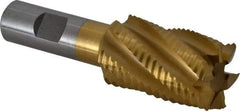 Interstate - 1-1/4" Diam, Coarse Pitch, 2" LOC, 6 Flute Cobalt Roughing Square End Mill - TiN Finish, 4-1/4" OAL, 3/4" Shank Diam, Single End - Eagle Tool & Supply