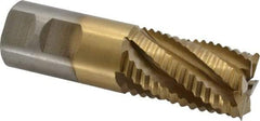 Interstate - 1-1/4" Diam, Coarse Pitch, 2" LOC, 6 Flute Cobalt Roughing Square End Mill - TiN Finish, 4-1/2" OAL, 1-1/4" Shank Diam, Single End - Eagle Tool & Supply