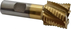 Interstate - 1-1/4" Diam, Coarse Pitch, 1-1/8" LOC, 6 Flute Cobalt Roughing Square End Mill - TiN Finish, 3-3/8" OAL, 3/4" Shank Diam, Single End - Eagle Tool & Supply