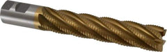 Interstate - 1-1/4" Diam, Coarse Pitch, 6" LOC, 6 Flute Cobalt Roughing Square End Mill - TiN Finish, 8-1/2" OAL, 1-1/4" Shank Diam, Single End - Eagle Tool & Supply