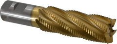 Interstate - 1-1/2" Diam, Coarse Pitch, 4" LOC, 6 Flute Cobalt Roughing Square End Mill - TiN Finish, 6-1/2" OAL, 1-1/4" Shank Diam, Single End - Eagle Tool & Supply