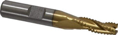 Interstate - 9/32" Diam, Coarse Pitch, 3/4" LOC, 3 Flute Cobalt Roughing Square End Mill - TiN Finish, 2-1/2" OAL, 3/8" Shank Diam, Single End - Eagle Tool & Supply