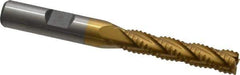 Interstate - 5/16" Diam, Coarse Pitch, 1-3/8" LOC, 4 Flute Cobalt Roughing Square End Mill - TiN Finish, 3-3/16" OAL, 3/8" Shank Diam, Single End - Eagle Tool & Supply
