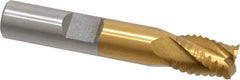Interstate - 3/8" Diam, Coarse Pitch, 7/16" LOC, 4 Flute Cobalt Roughing Square End Mill - TiN Finish, 2-3/16" OAL, 3/8" Shank Diam, Single End - Eagle Tool & Supply