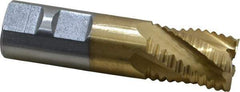 Interstate - 7/8" Diam, Coarse Pitch, 1-1/8" LOC, 5 Flute Cobalt Roughing Square End Mill - TiN Finish, 3-3/8" OAL, 7/8" Shank Diam, Single End - Eagle Tool & Supply