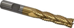 Interstate - 1/2" Diam, 2" LOC, 4 Flute Cobalt Roughing & Finishing Square End Mill - TiN Finish, 4" OAL, 1/2" Shank Diam, Weldon Shank, 30° Helix, Non-Centercutting - Eagle Tool & Supply