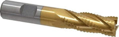 Interstate - 5/8" Diam, 1-5/8" LOC, 4 Flute Cobalt Roughing & Finishing Square End Mill - TiN Finish, 3-3/4" OAL, 5/8" Shank Diam, Weldon Shank, 30° Helix, Non-Centercutting - Eagle Tool & Supply