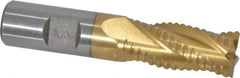 Interstate - 3/4" Diam, 1-5/8" LOC, 4 Flute Cobalt Roughing & Finishing Square End Mill - TiN Finish, 3-3/4" OAL, 3/4" Shank Diam, Weldon Shank, 30° Helix, Non-Centercutting - Eagle Tool & Supply