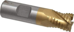 Interstate - 3/4" Diam, 3/4" LOC, 4 Flute Cobalt Roughing & Finishing Square End Mill - TiN Finish, 3" OAL, 3/4" Shank Diam, Weldon Shank, 30° Helix, Non-Centercutting - Eagle Tool & Supply