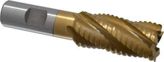 Interstate - 1" Diam, 2" LOC, 5 Flute Cobalt Roughing & Finishing Square End Mill - TiN Finish, 4-1/4" OAL, 3/4" Shank Diam, Weldon Shank, 30° Helix, Non-Centercutting - Eagle Tool & Supply