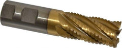 Interstate - 1" Diam, 2" LOC, 6 Flute Cobalt Roughing & Finishing Square End Mill - TiN Finish, 4-1/2" OAL, 1" Shank Diam, Weldon Shank, 30° Helix, Non-Centercutting - Eagle Tool & Supply