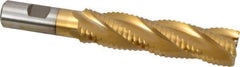 Interstate - 1" Diam, 4" LOC, 4 Flute Cobalt Roughing & Finishing Square End Mill - TiN Finish, 6-1/4" OAL, 3/4" Shank Diam, Weldon Shank, 30° Helix, Non-Centercutting - Eagle Tool & Supply