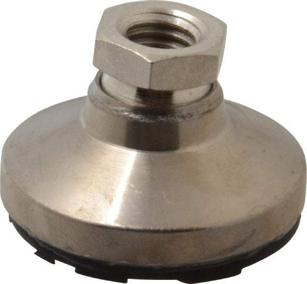 Gibraltar - 3750 Lb Capacity, 1/2-13 Thread, 1-1/8" OAL, Steel Stud, Tapped Pivotal Socket Mount Leveling Pad - 1-7/8" Base Diam, Steel Pad, 3/4" Hex - Eagle Tool & Supply